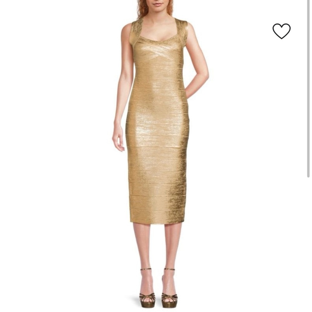 Herve Leger Gold Pencil Dress